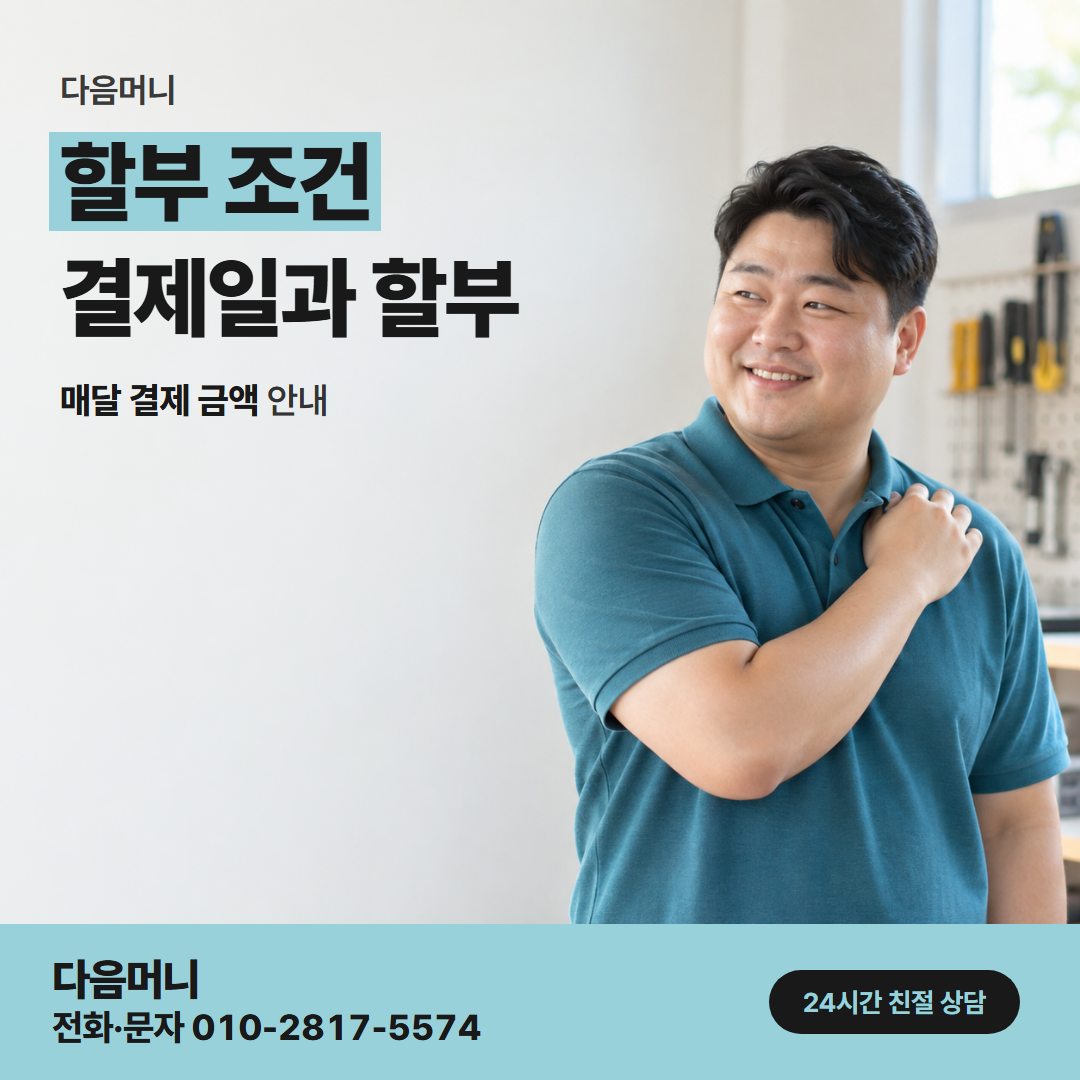 다음머니 동두천카드깡 할부 개월로 나뉘는 결제 금액